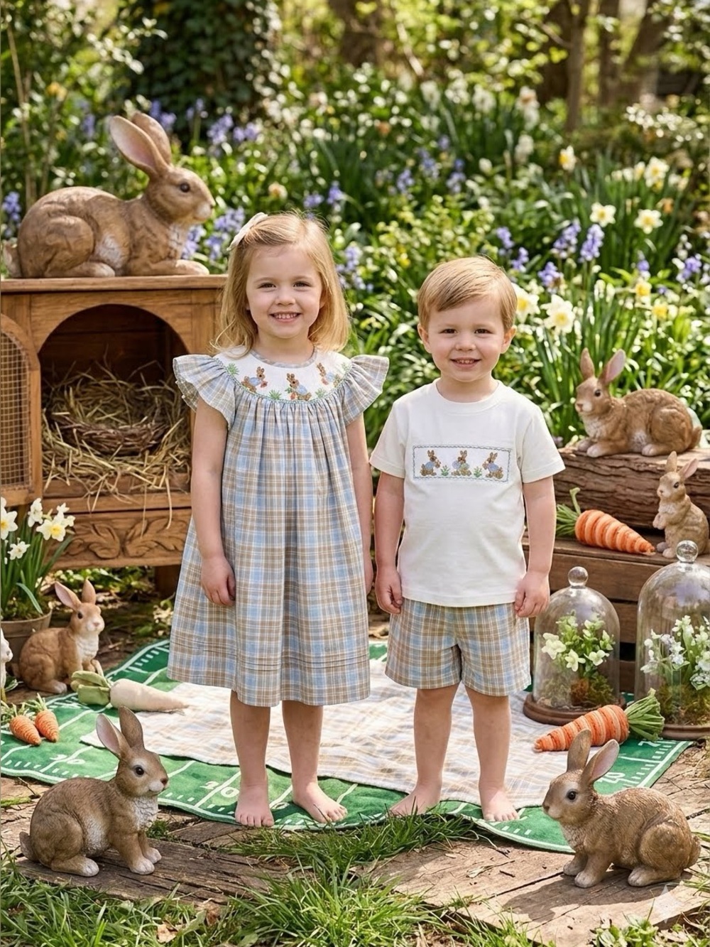 Adorable Babeeni Hand-Smocked Peter Rabbit Sibling Matching Set ✨18 Months NWOT